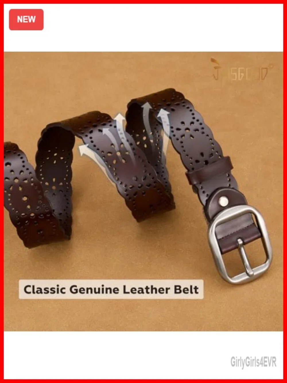 Genuine Leather Women's Wide Hollow Flower Belt for Jeans Pants Fashion Waist